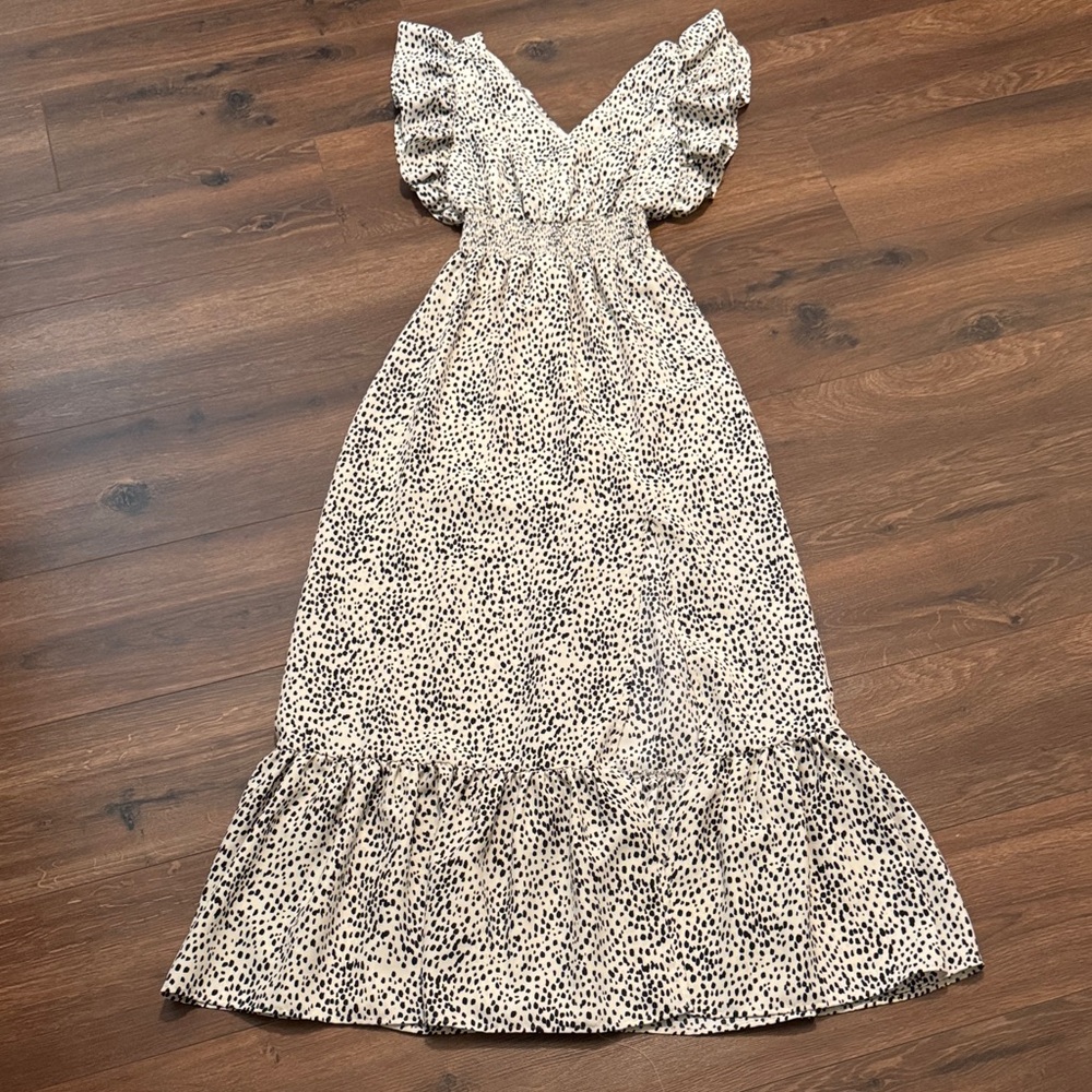 Express Cream Polka Dot Maxi Dress XXS